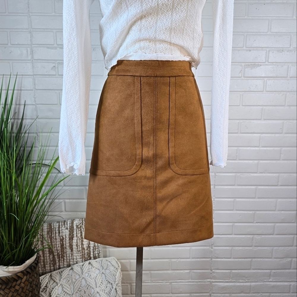 NWT Loft Tan Soft Shell Faux Suede Skirt Size 8